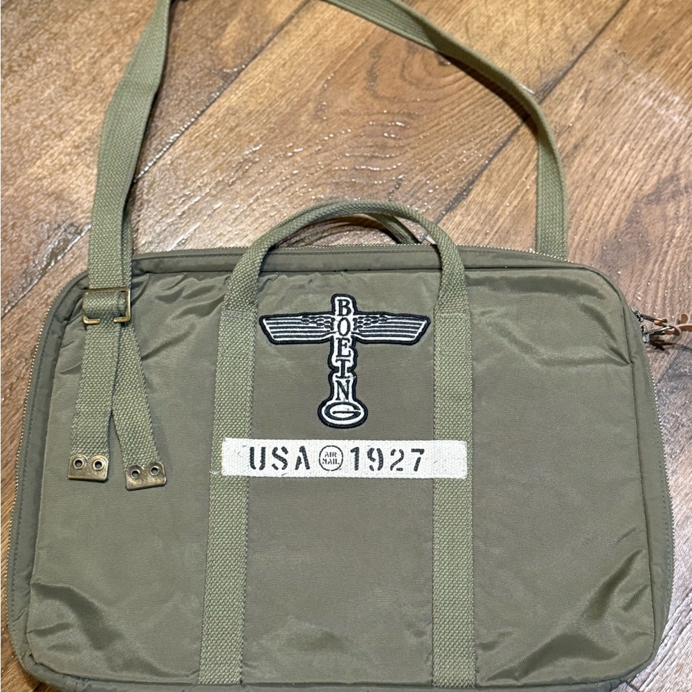 Vintage Surplus Boeing Laptop Olive Green Bag